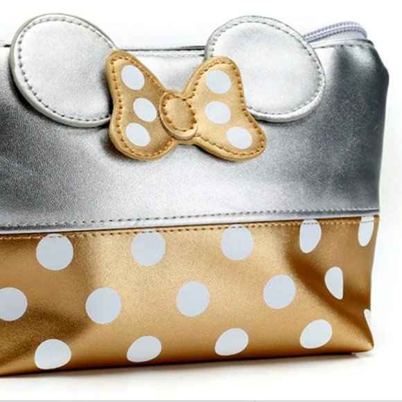 Clutch Bag for Makeup, Mouse Ears Gold and Silver - Picture 1 of 3